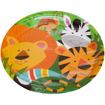 Set 10 farfurii de unica folosinta, din carton, 17.5 CM, pentru petrecere aniversara, model animalute in savana